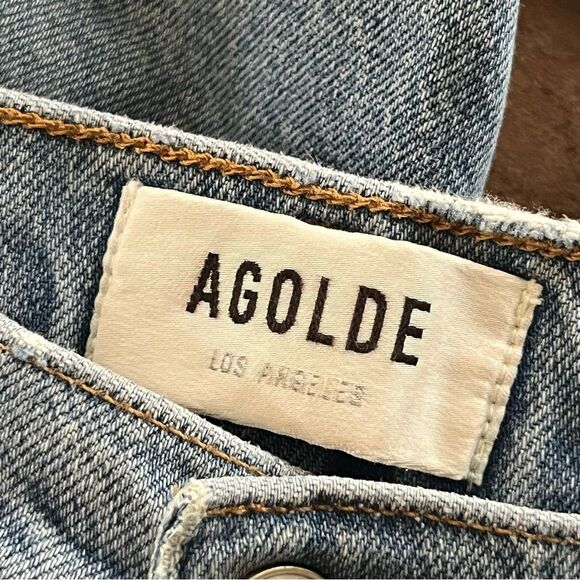 AGOLDE Riley High Rise Straight Leg Crop Jeans Button Fly Light Wash Size 25 - Picture 5 of 7